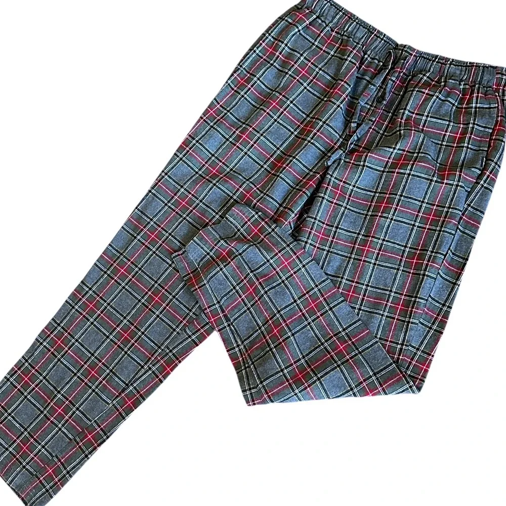Eddie Bauer‎ Pants Men's M Gray Stewart Scotch Plaid Lounge Pajama Pants
